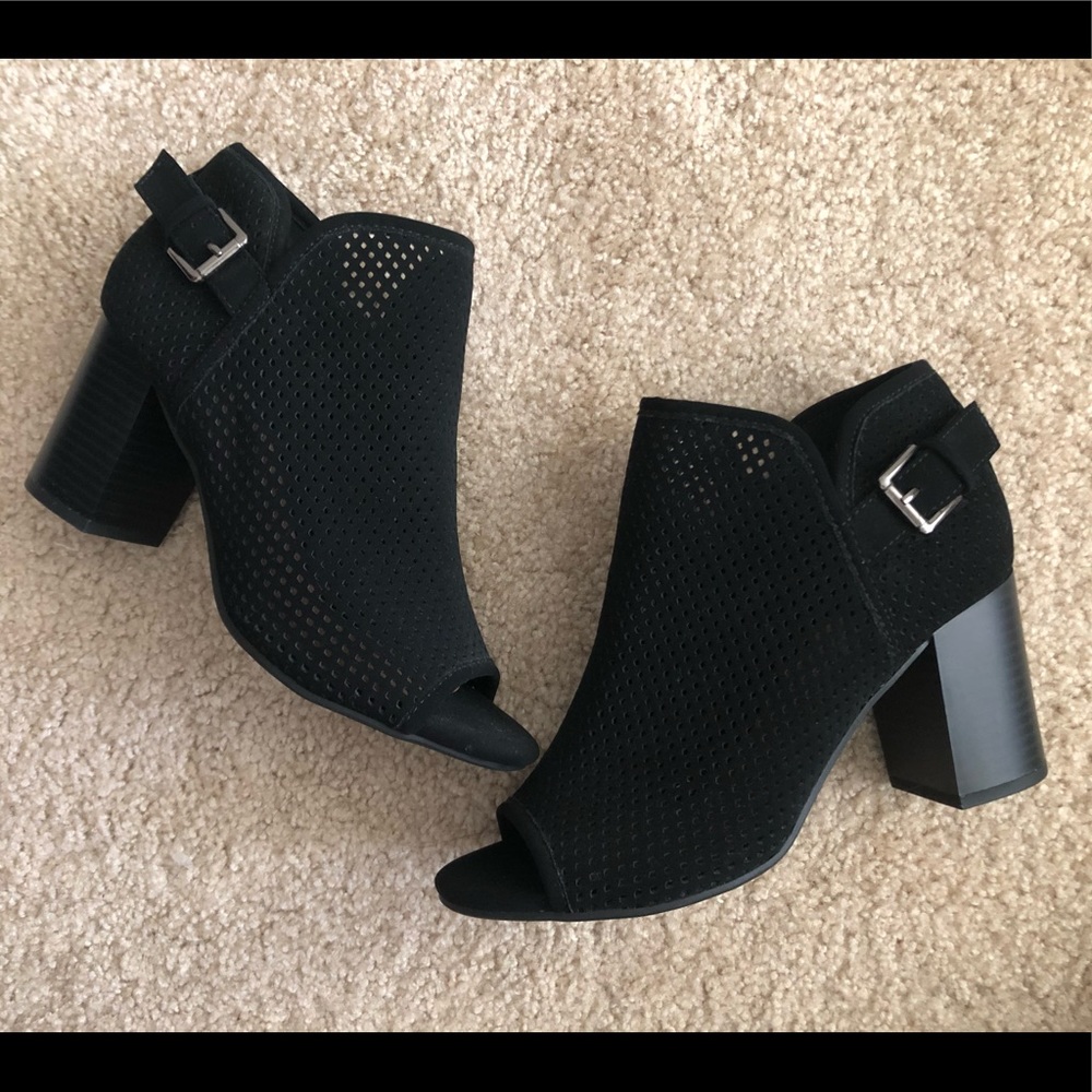 Black Open Toe Booties